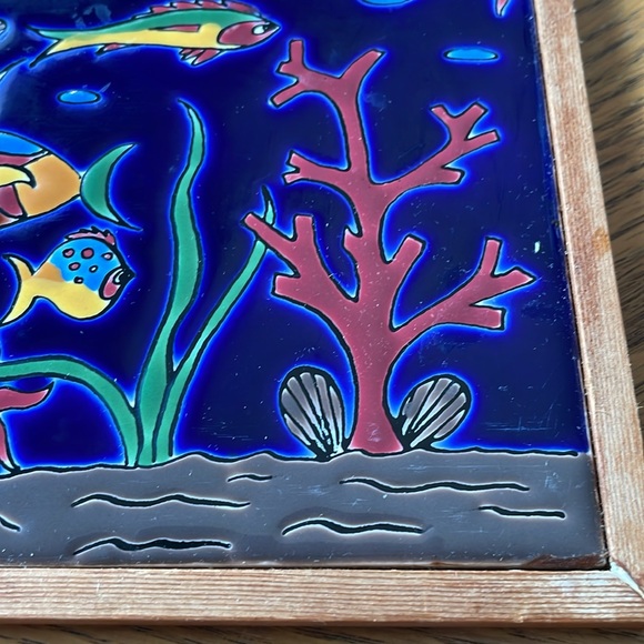 Handmade Ceramic Art Tile Wall Hanging Sea Life - Picture 5 of 6